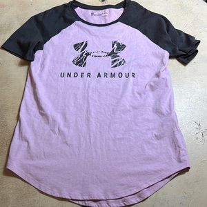 Under Armour, Women’s T-shirt, lilac, gray, size medium, soft cotton and comfy